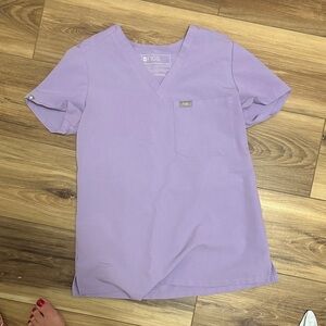 Figs Lavender V-Neck Scrub Top